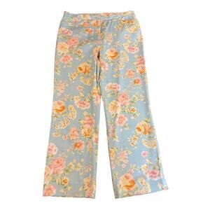 JONES NEW YORK Signature Blue Floral Cropped Pants Women's size 6 Coquette